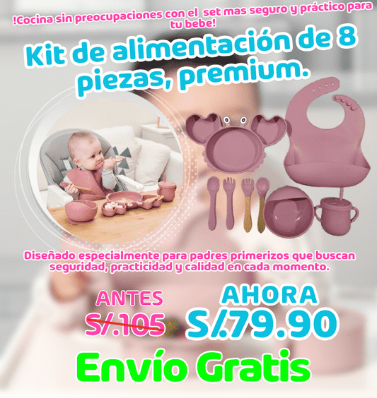 Kit de alimentación para bebés de 8 piezas, Premium.