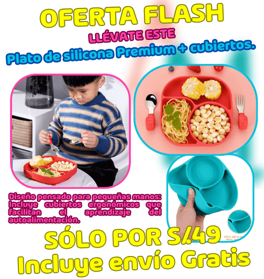 Oferta Plato de silicona Premium + cubiertos