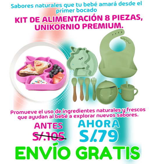 KIT DE ALIMENTACIÓN 8 PIEZAS, UNIKORNIO PREMIUM.